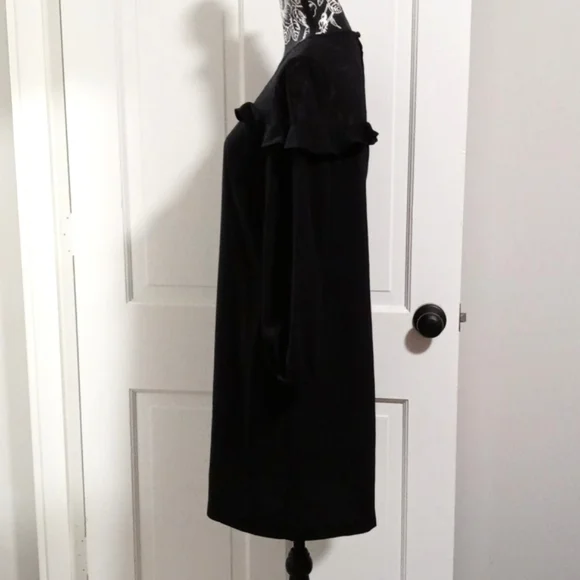 ποΈ π€LOFTπ€ - Black L/S Dress w/Sheer Polka Dot Ruffle Detail - Picture 8 of 16